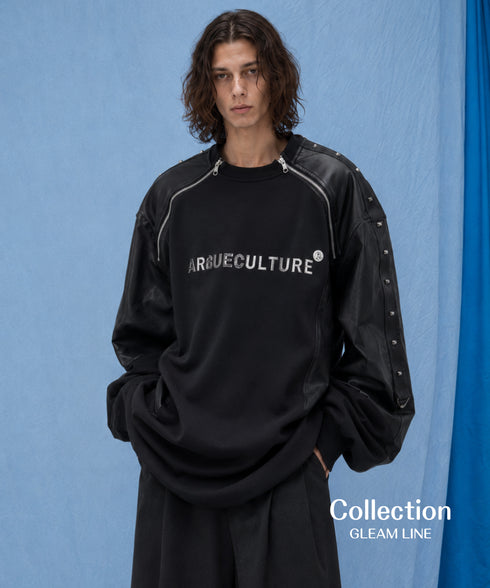 Contrast Sleeve Zip Detail Oversized Top