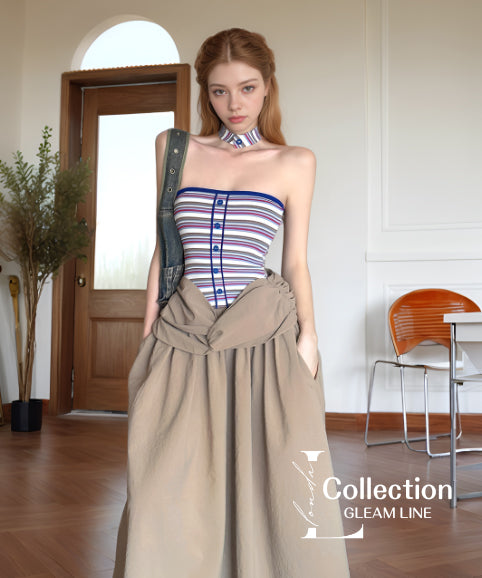 Twist Stripe Bustier Dress