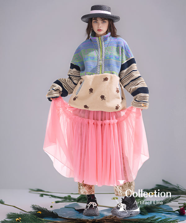 Pattern Fleece Pullover