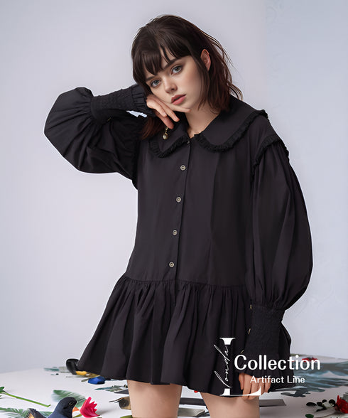 Frill Collar Flare Blouse