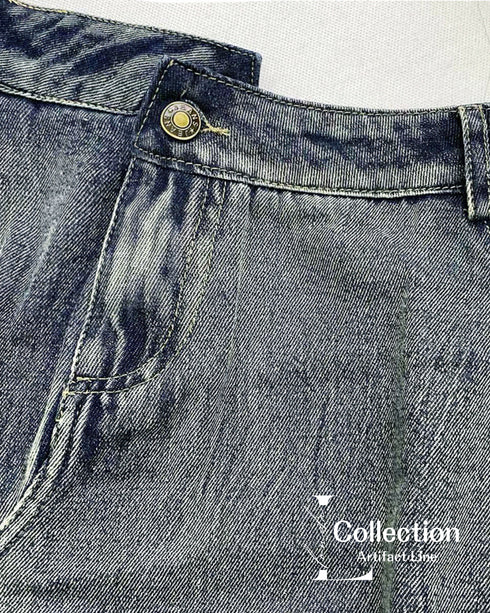 Patchwork Denim Plaid Maxi Skirt