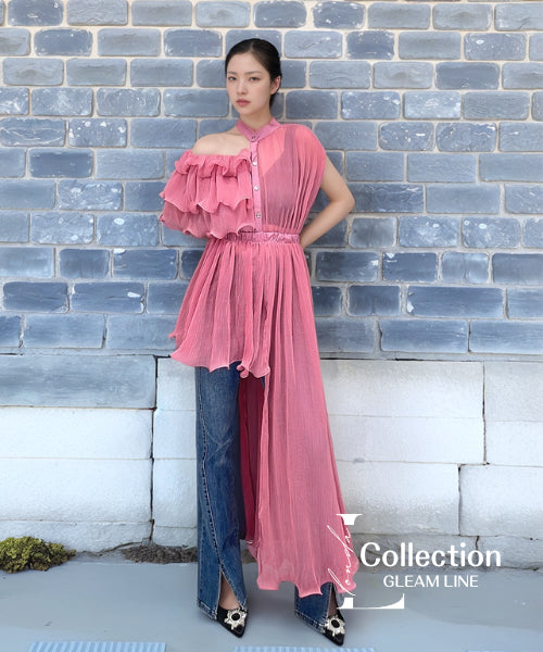 Shoulder Cutout Asymmetric Blouse