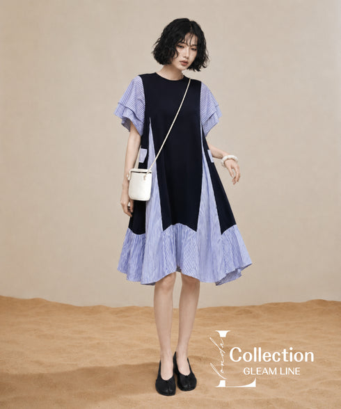 Stripe Layer Flare Dress