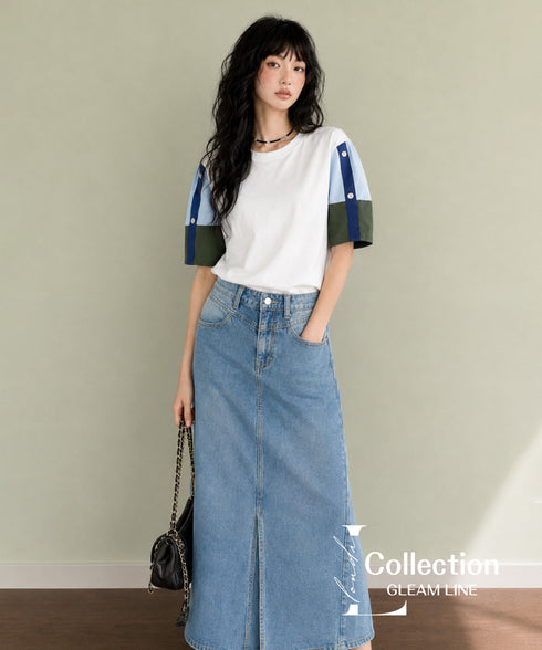 Blocking Puff Sleeve Top