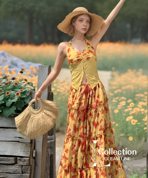 Floral tiered top & skirt Co-ord