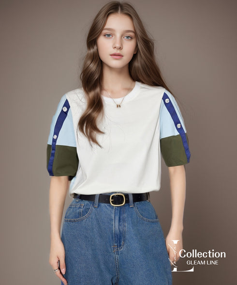 Blocking Puff Sleeve Top