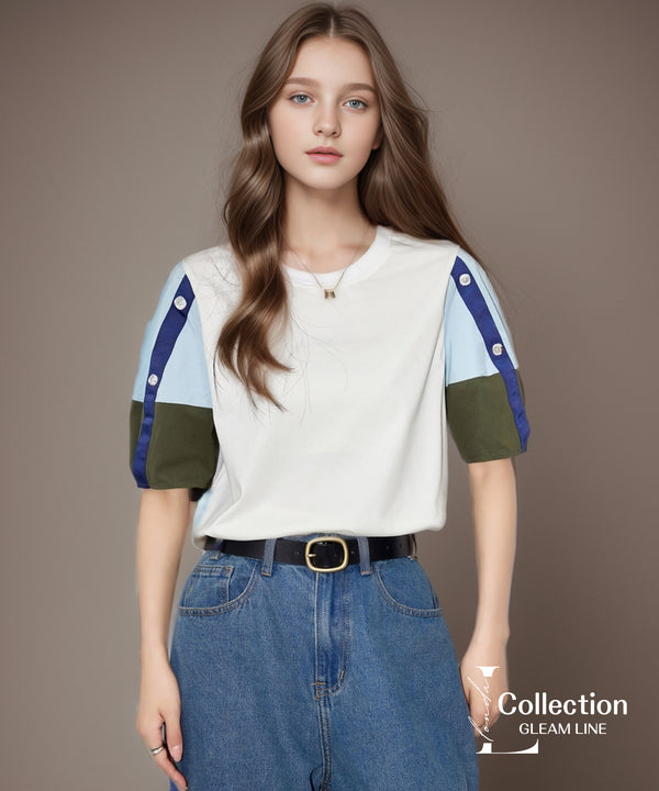 Blocking Puff Sleeve Top