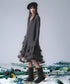 Rib Knit Tulle Layer Dress