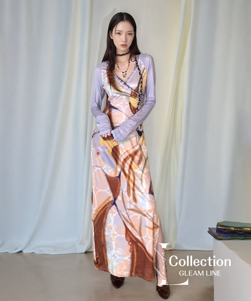 Swirl Art Sheer Sleeve Dress