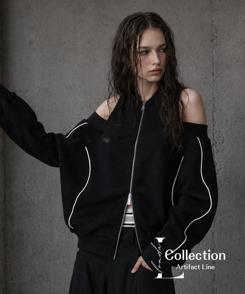 Open Shoulder Zip Top