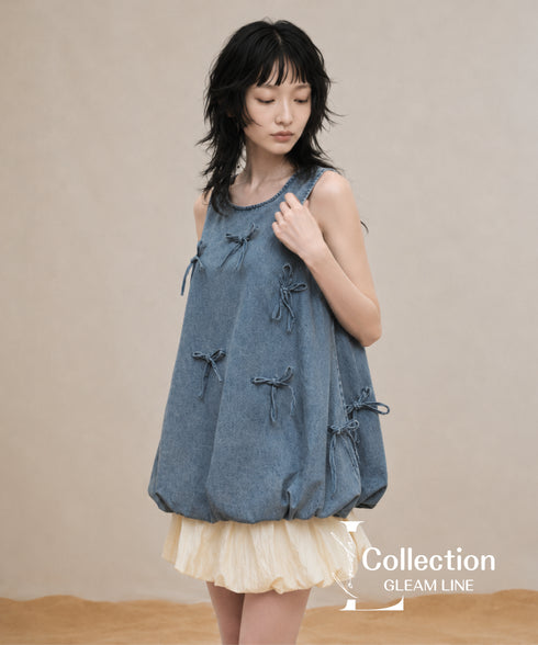 Ribbon Puff Top&Skirt Co-ord