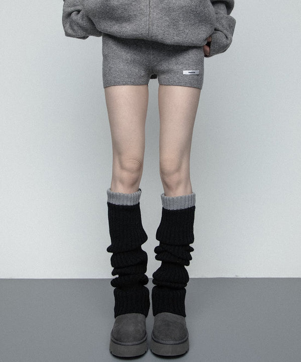 Contrast Cuff Ribbed Leg Warmers