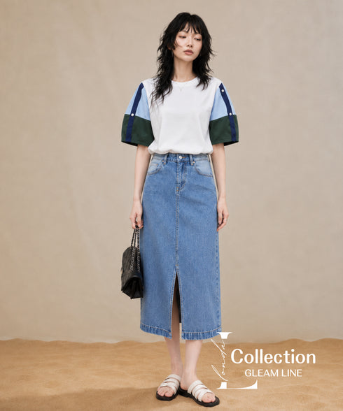 Blocking Puff Sleeve Top