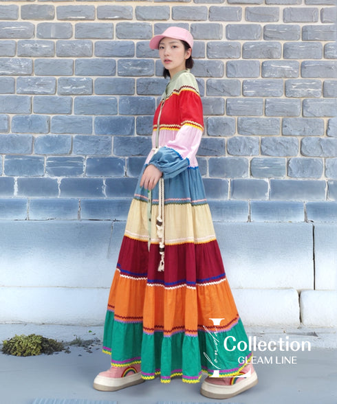 Colorful Striped Flare Dress