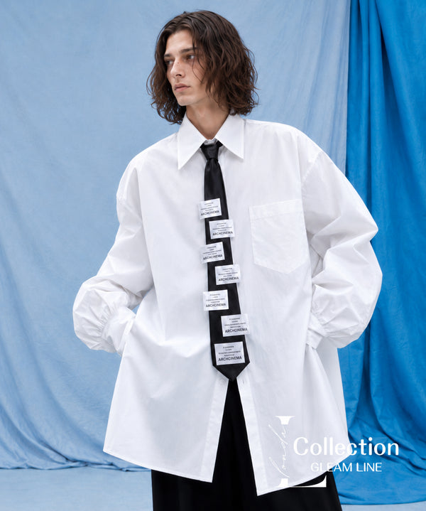 Oversized Label Tie Shirt