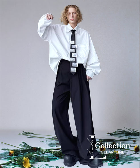 Oversized Label Tie Shirt