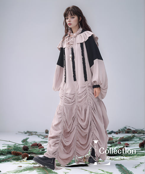 Gathered Hood Panel Dress