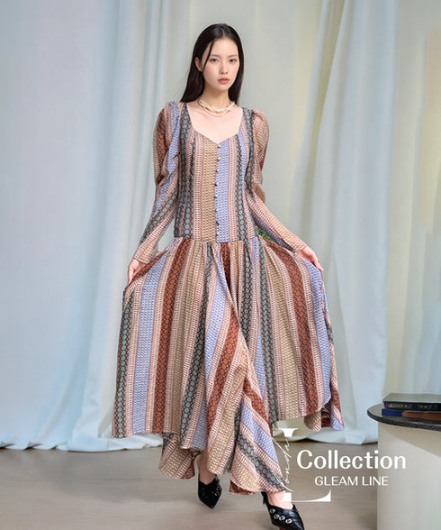 Panel Stripe Volume Dress