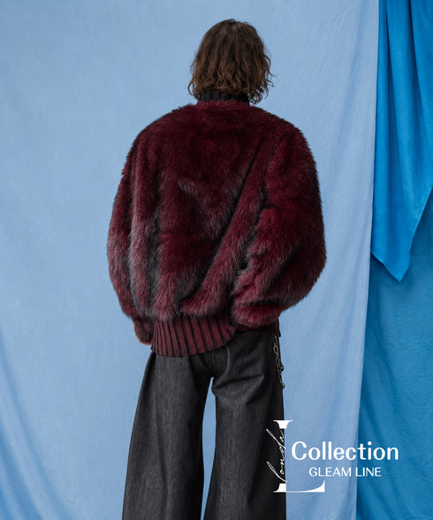 Fur Sleeve Cable Knit Top