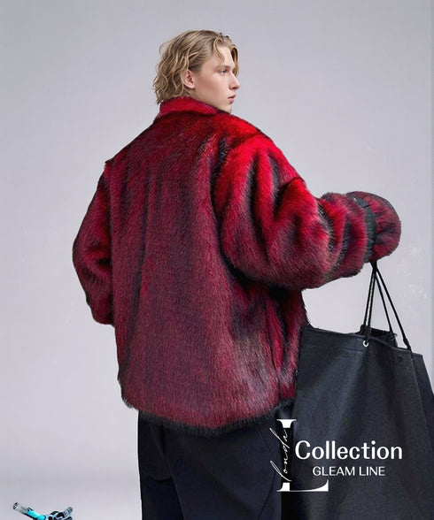 Crimson Shadow Fur Zip Coat