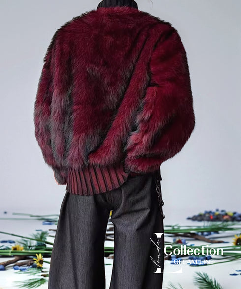 Fur Sleeve Cable Knit Top