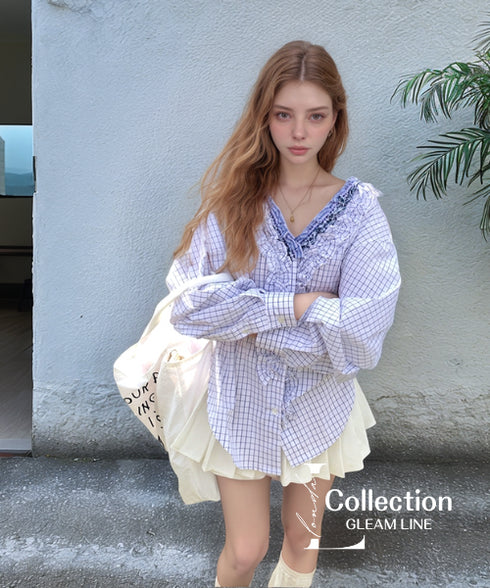 Frill Check Blouse