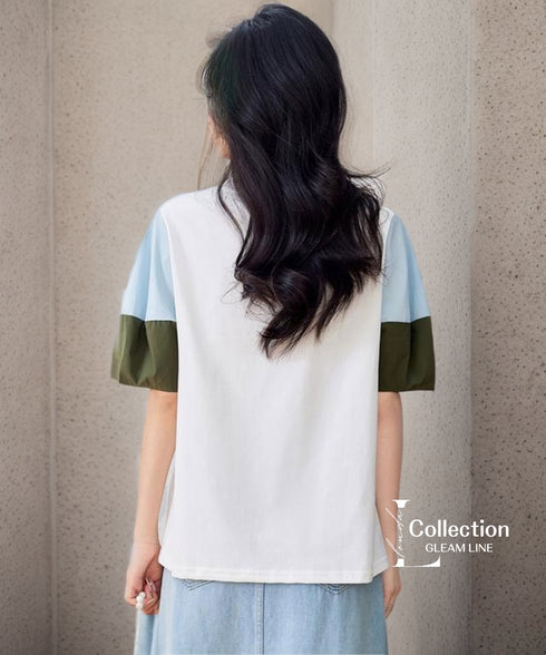 Blocking Puff Sleeve Top