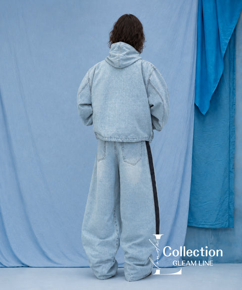 Denim Hoodie&Wide Pants Co-ord