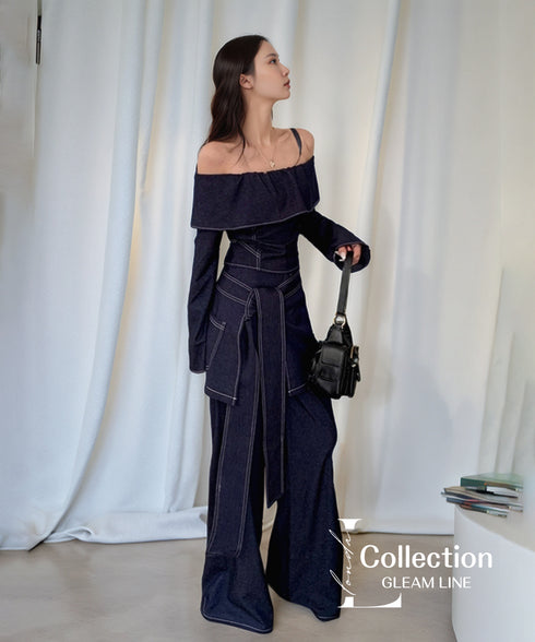 Denim Off Shoulder Layered Series