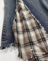 Patchwork Denim Plaid Maxi Skirt