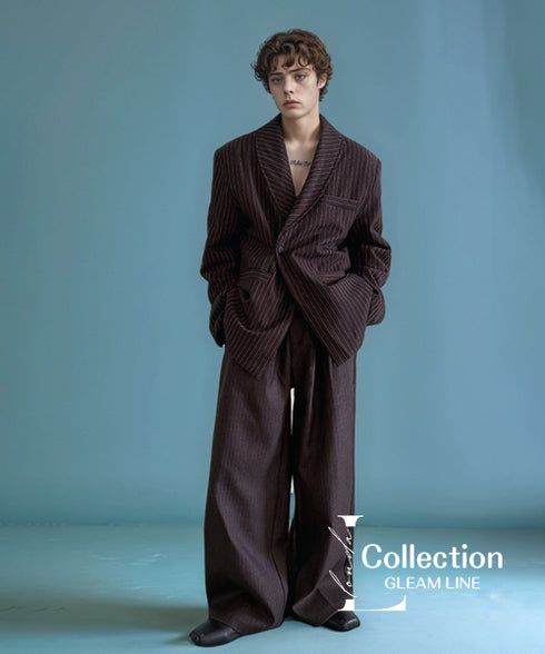 Shawl Collar Striped Jacket