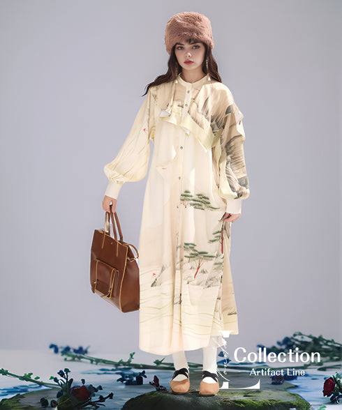 Landscape Print Flare Dress