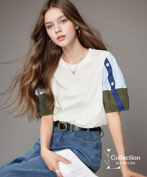 Blocking Puff Sleeve Top