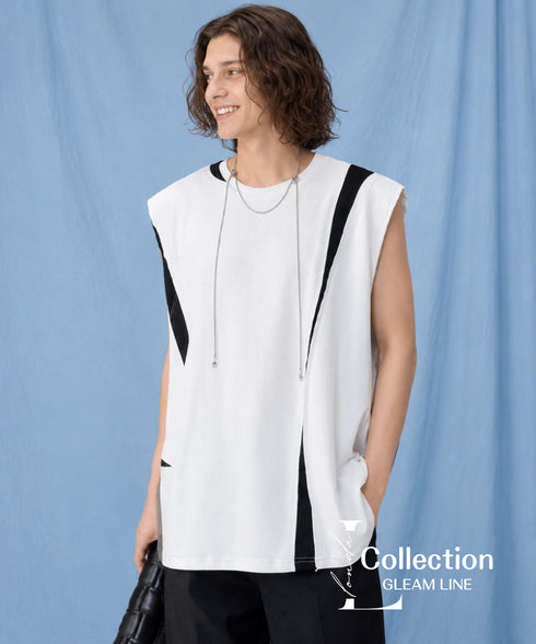 Bicolor Slit Sleeveless Top