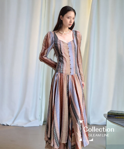 Panel Stripe Volume Dress