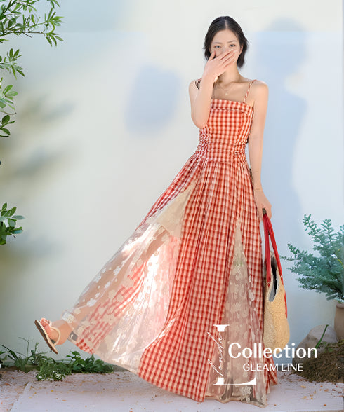 Gingham Sheer Dress