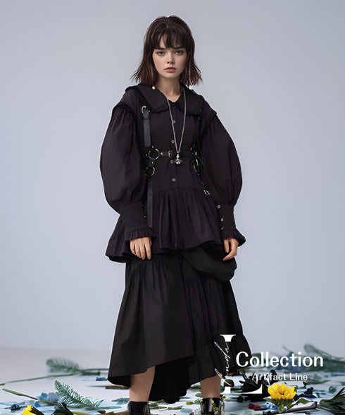 Frill Collar Flare Blouse