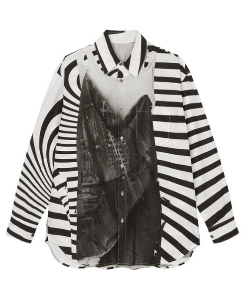 Optic Stripe Illusion Blouse