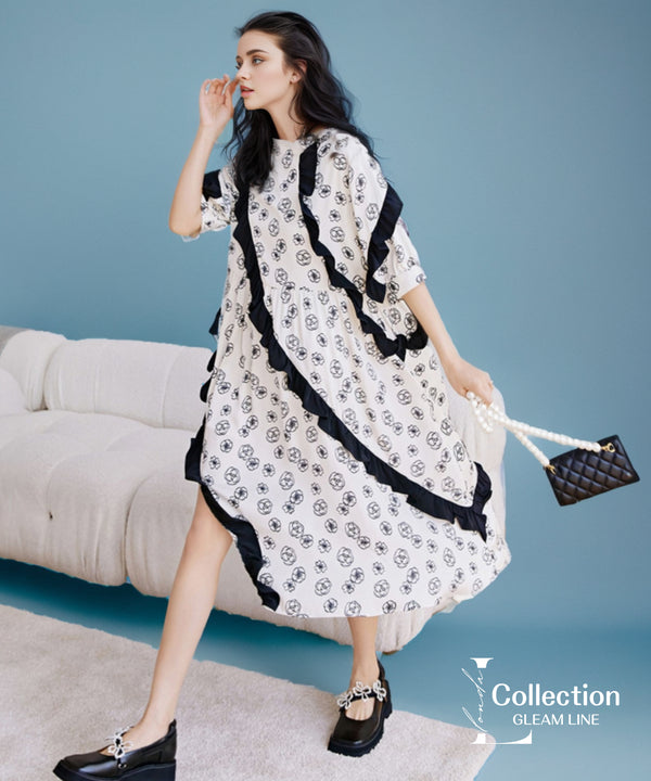 Ruffle Tape Floral Dress