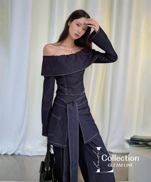 Denim Off Shoulder Layered Series