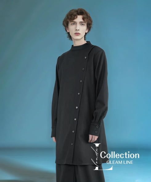 Diagonal Button Loose Long Shirt