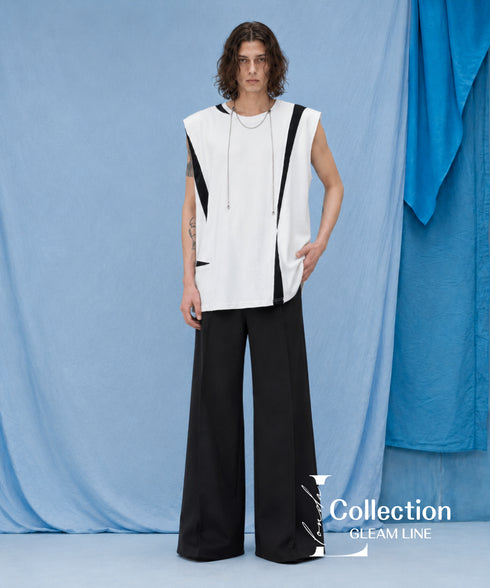 Bicolor Slit Sleeveless Top