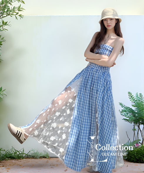Gingham Sheer Dress