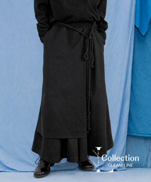 Layered Irregular Wide Pants
