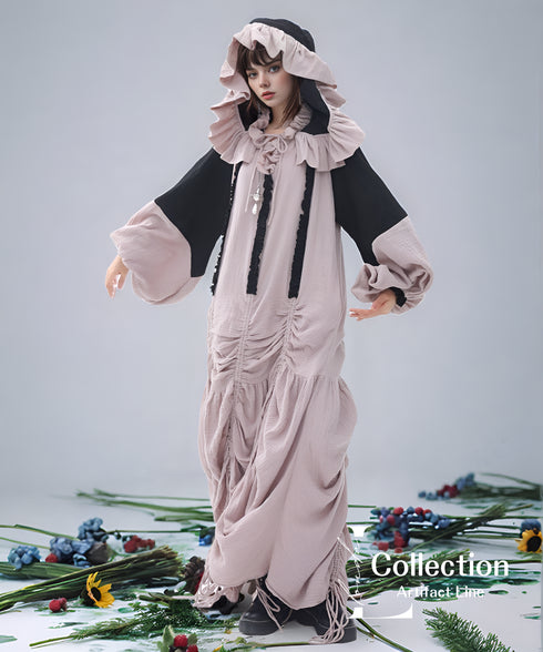 Gathered Hood Panel Dress