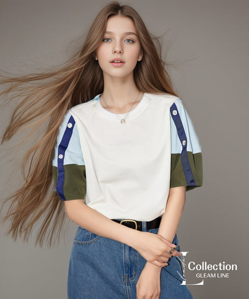 Blocking Puff Sleeve Top