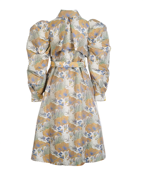 Floral Jacquard Belt Coat