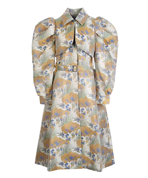 Floral Jacquard Belt Coat