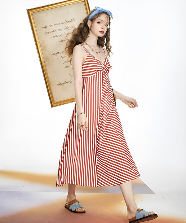 Twist Stripe Midi Dress