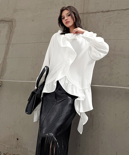 Frayed Contrast Knit Top